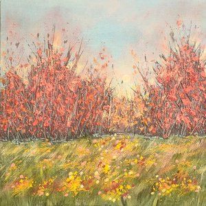 When September Ends By Deb Bossert Artworks 6" x 6" Original Acrylic Painting